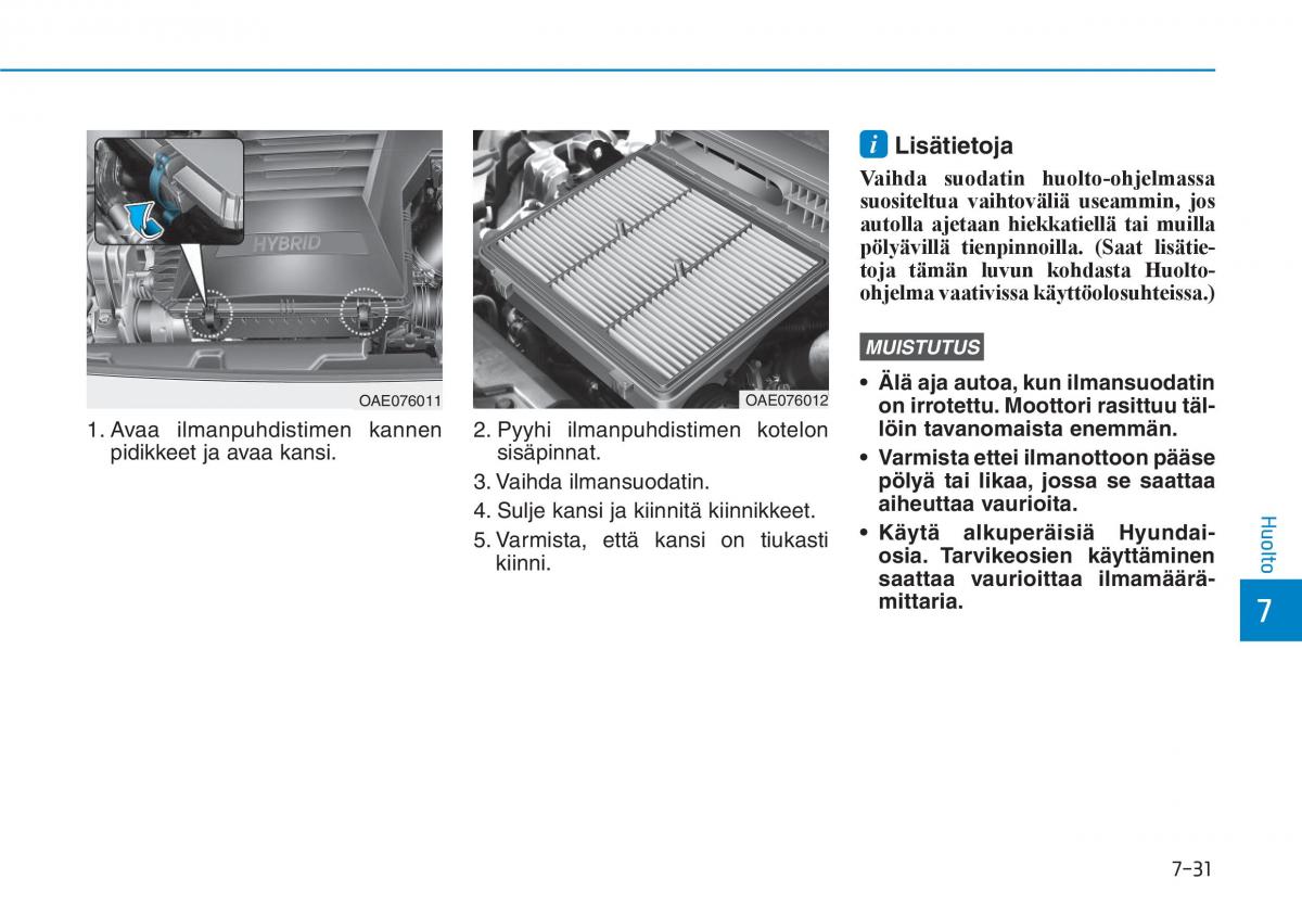 Hyundai Ioniq Hybrid omistajan kasikirja / page 440