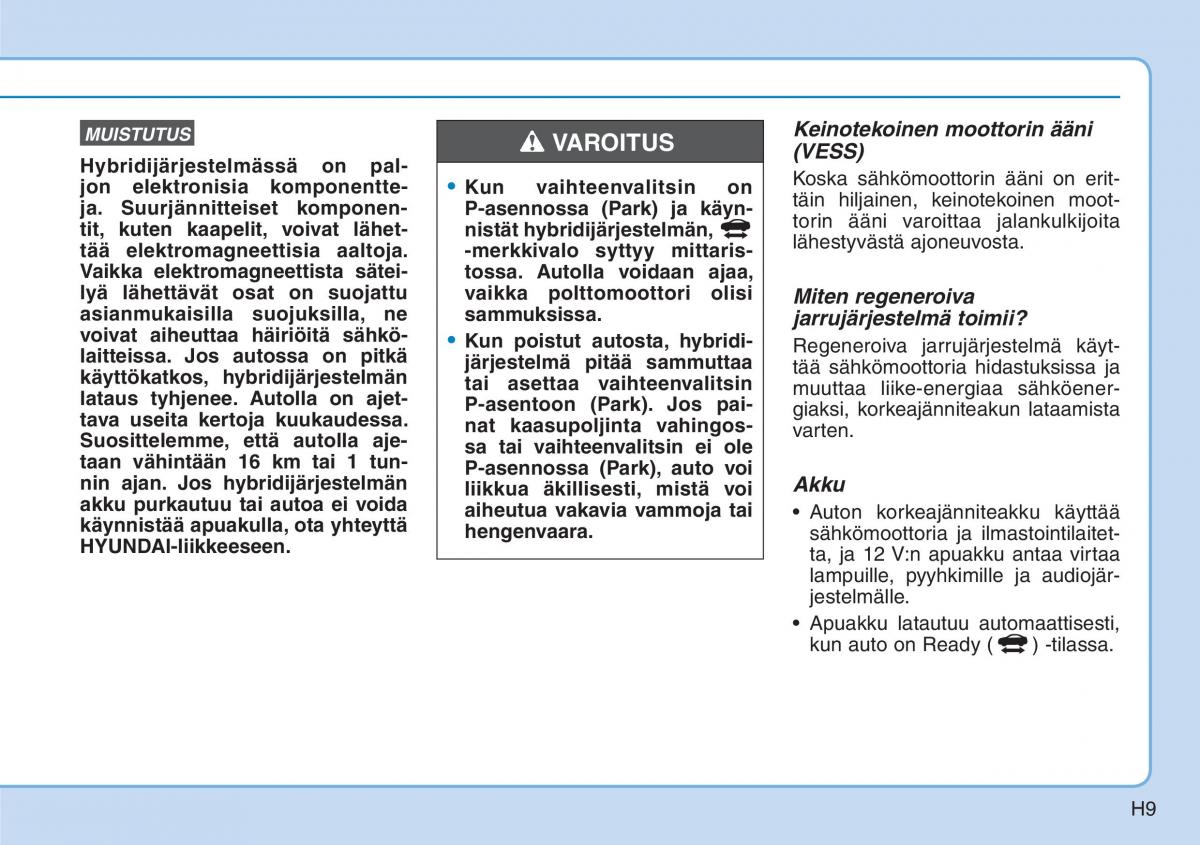 Hyundai Ioniq Hybrid omistajan kasikirja / page 533