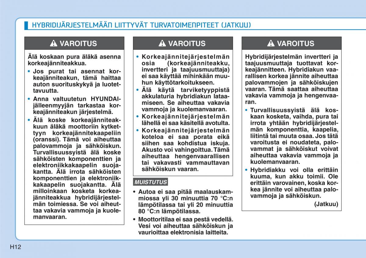 Hyundai Ioniq Hybrid omistajan kasikirja / page 536