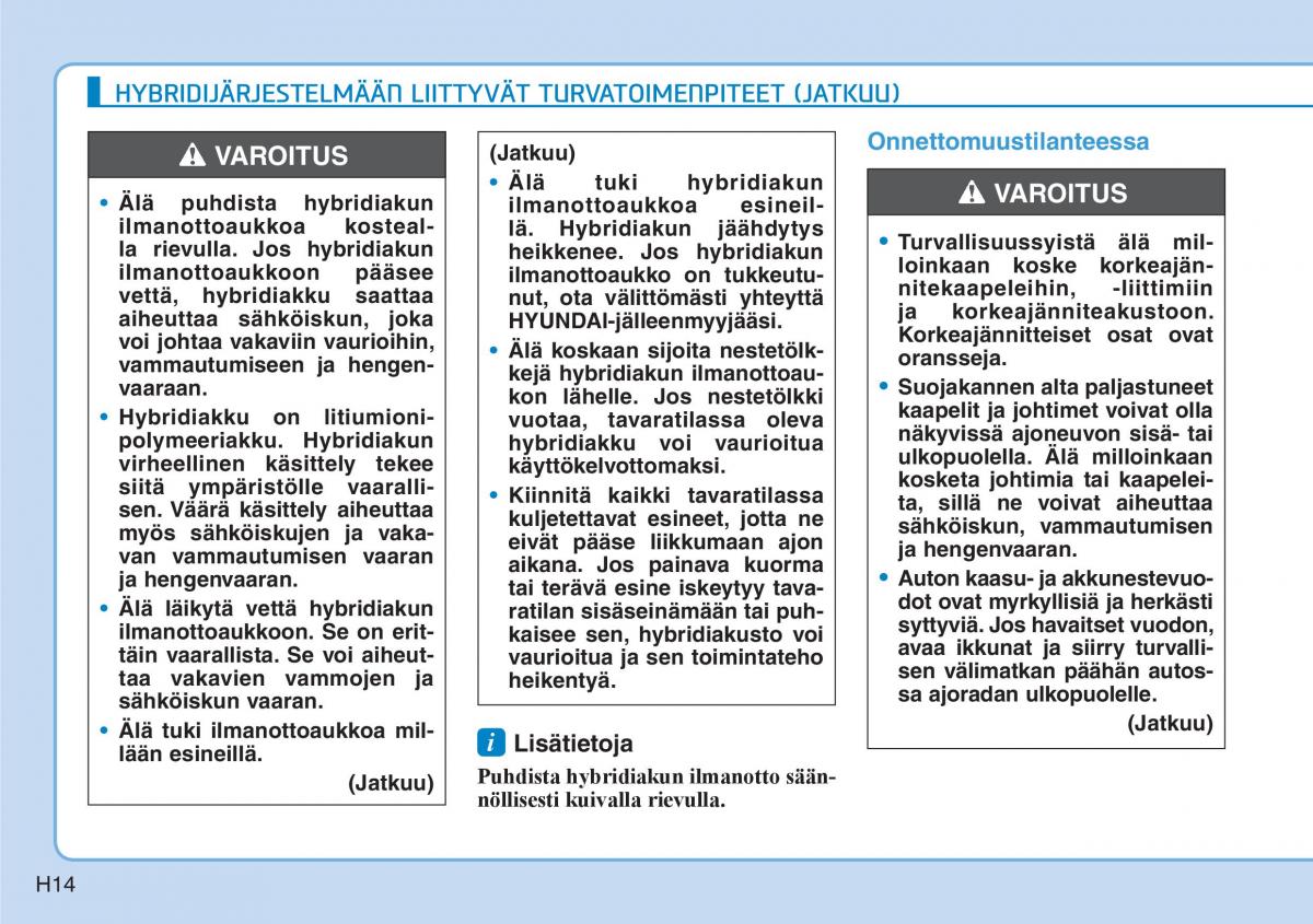 Hyundai Ioniq Hybrid omistajan kasikirja / page 538