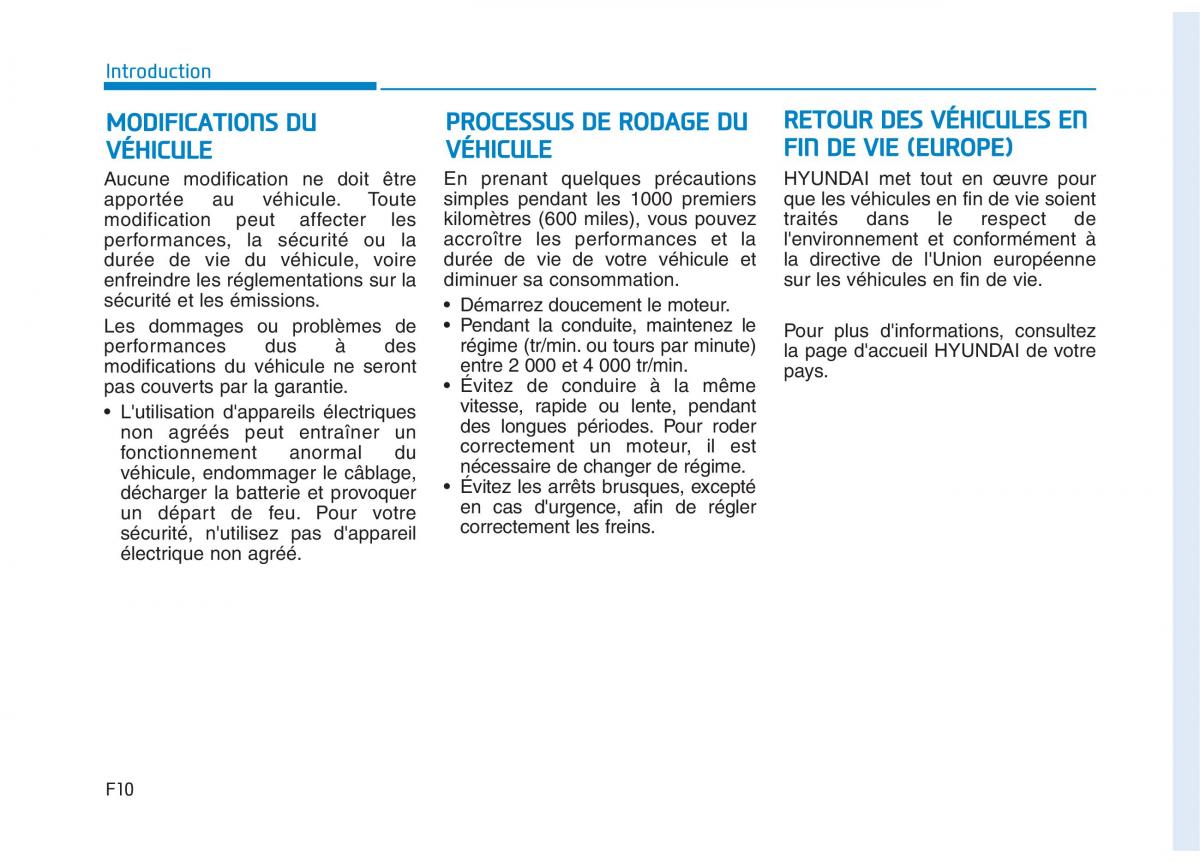 Hyundai Ioniq Hybrid manuel du proprietaire / page 10