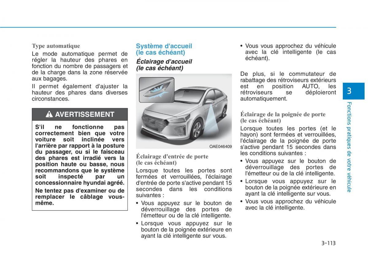 Hyundai Ioniq Hybrid manuel du proprietaire / page 113