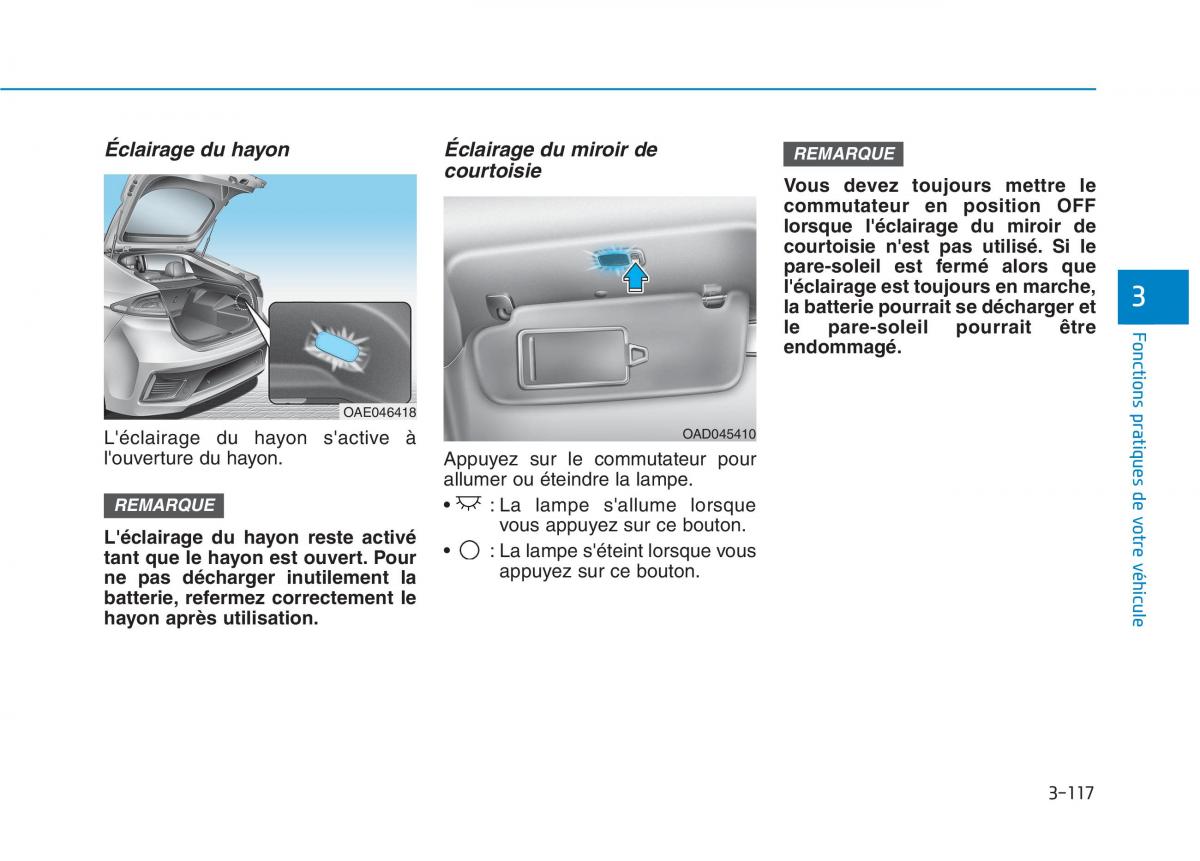 Hyundai Ioniq Hybrid manuel du proprietaire / page 117