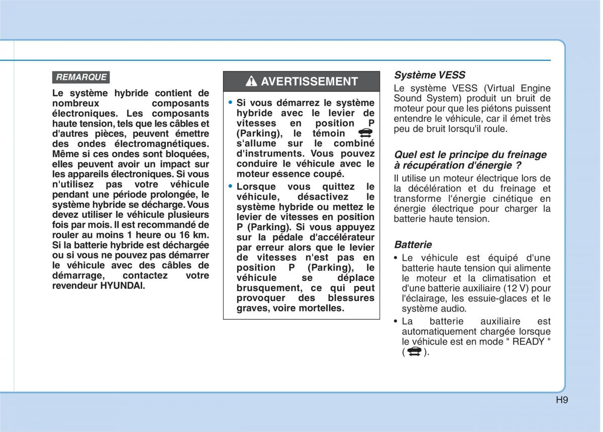 Hyundai Ioniq Hybrid manuel du proprietaire / page 20