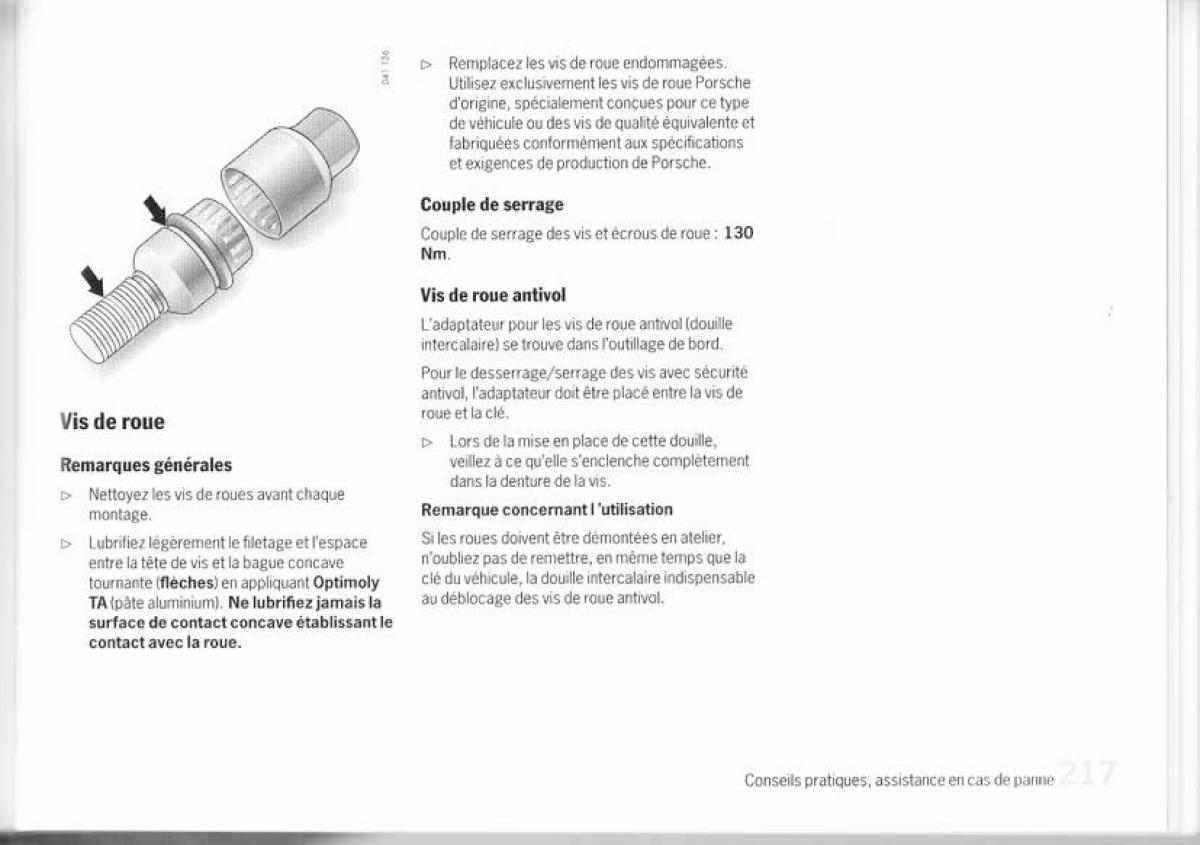 Porsche Cayman 987c manuel du proprietaire / page 202