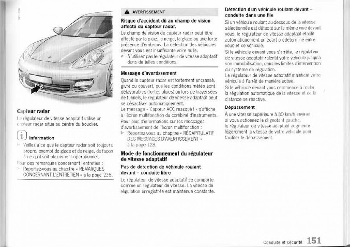 Porsche Panamera I 1 manuel du proprietaire / page 150