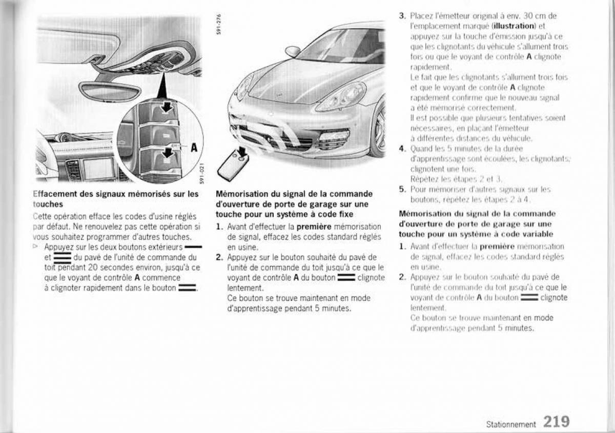 Porsche Panamera I 1 manuel du proprietaire / page 217