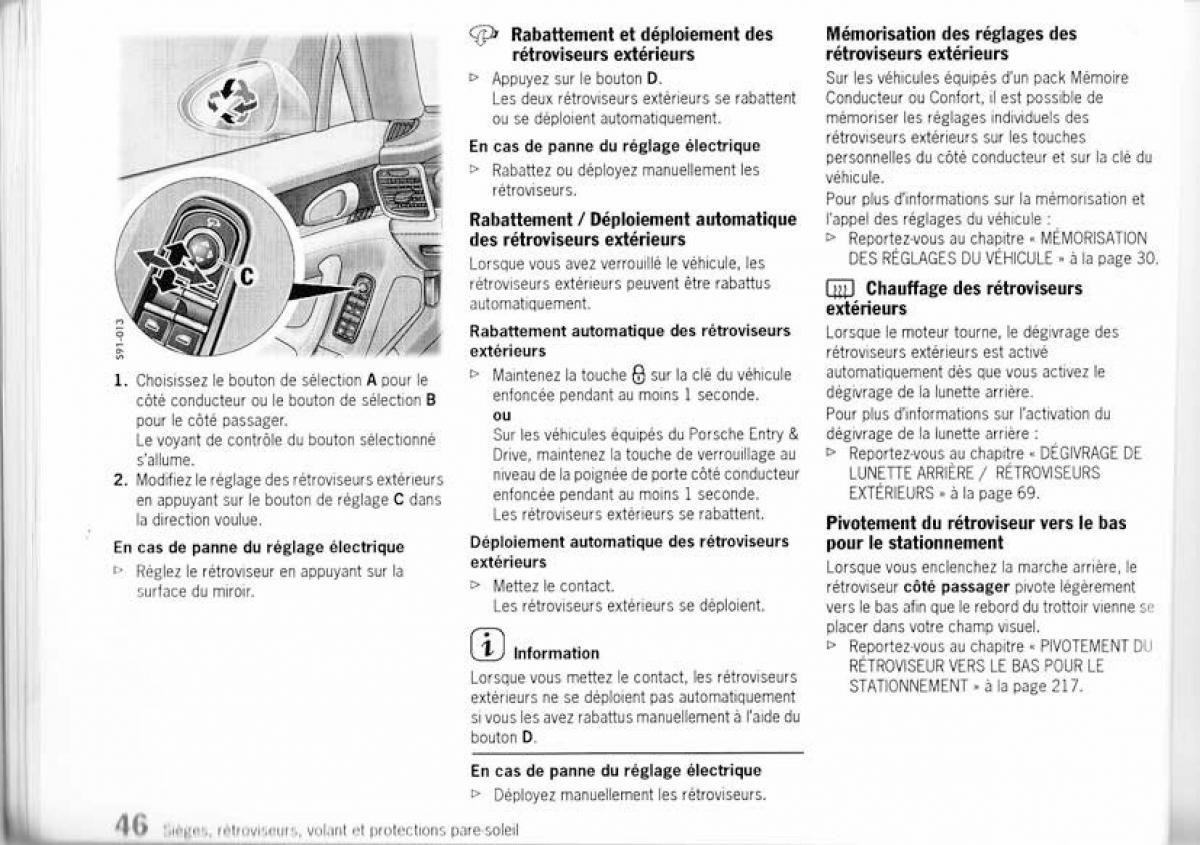 Porsche Panamera I 1 manuel du proprietaire / page 46