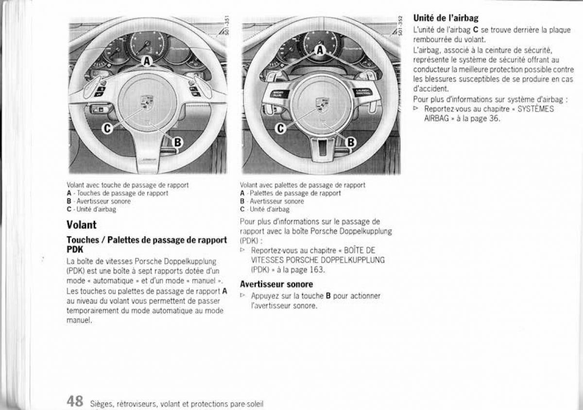 Porsche Panamera I 1 manuel du proprietaire / page 48
