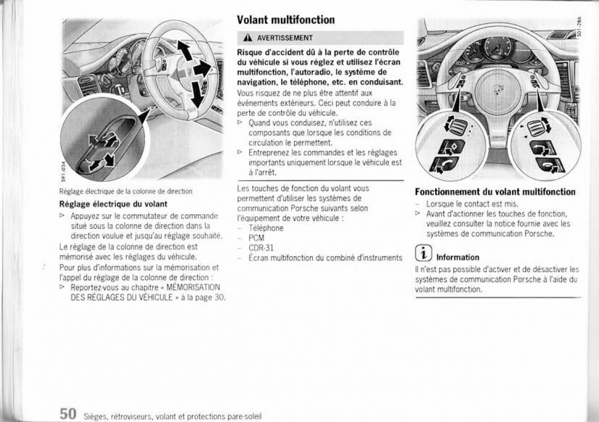 Porsche Panamera I 1 manuel du proprietaire / page 50