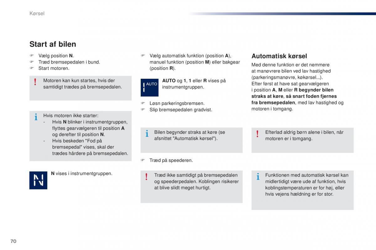 Peugeot 301 Bilens instruktionsbog / page 72