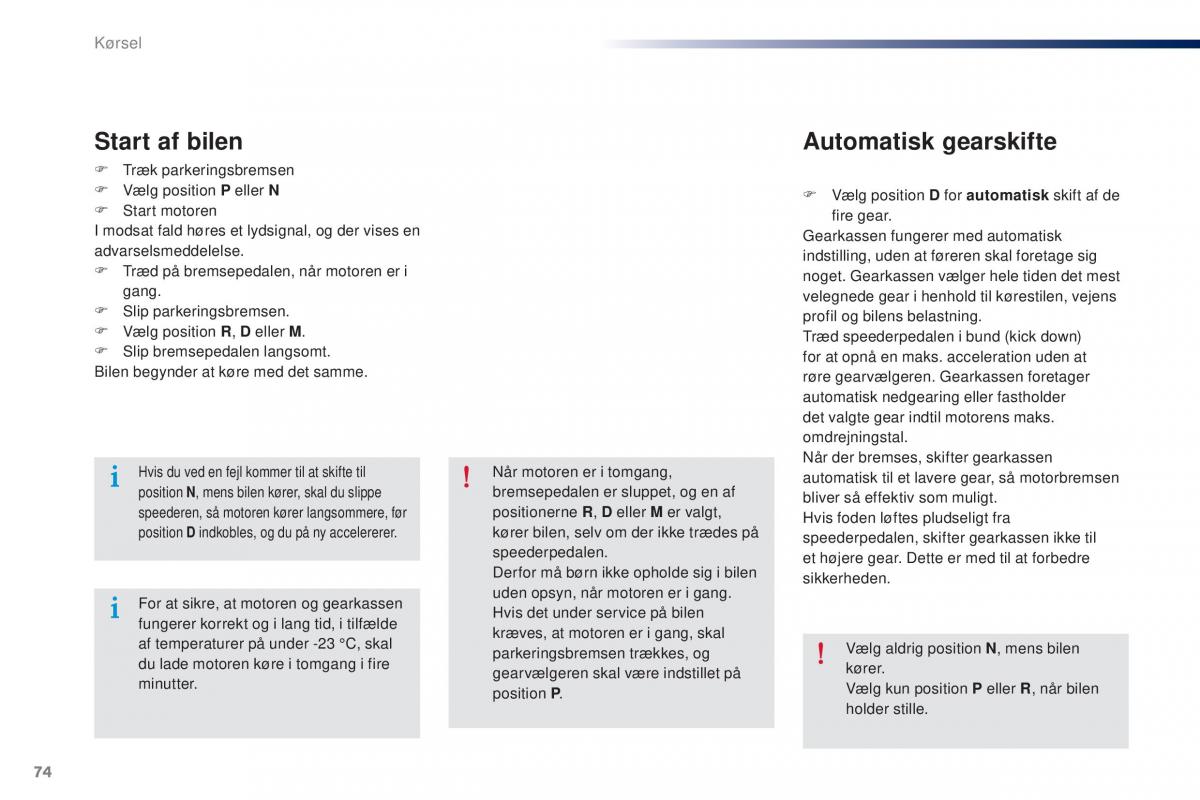 Peugeot 301 Bilens instruktionsbog / page 76