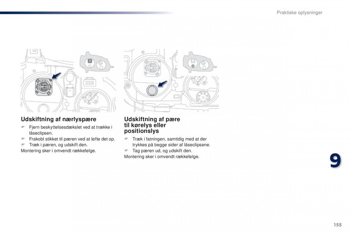 Peugeot 301 Bilens instruktionsbog / page 157