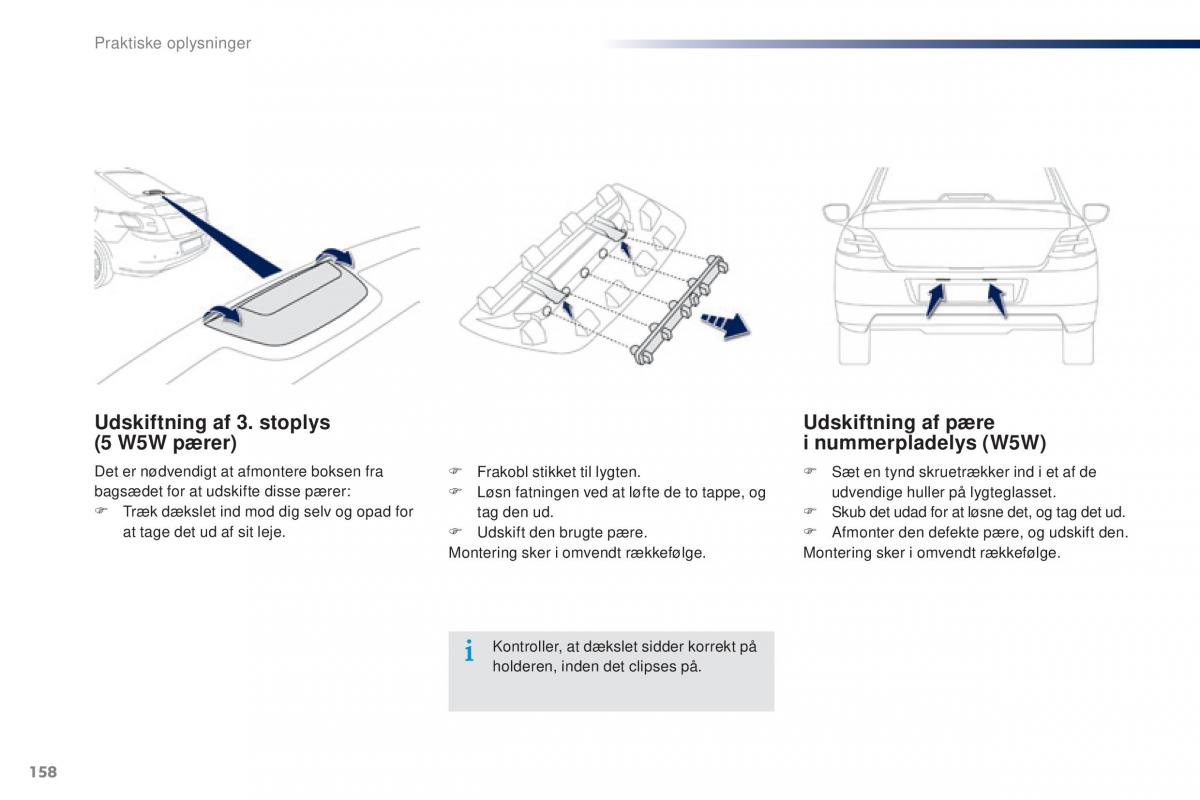 Peugeot 301 Bilens instruktionsbog / page 160