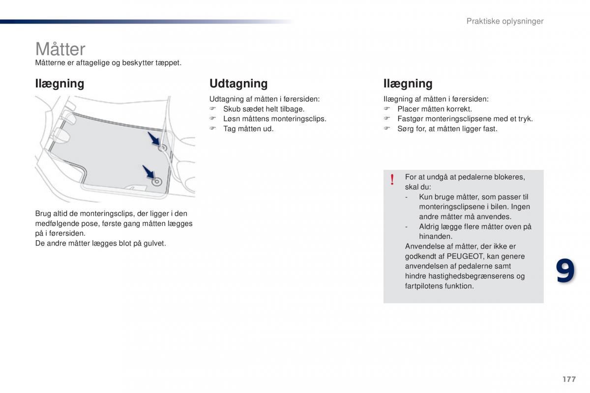 Peugeot 301 Bilens instruktionsbog / page 179