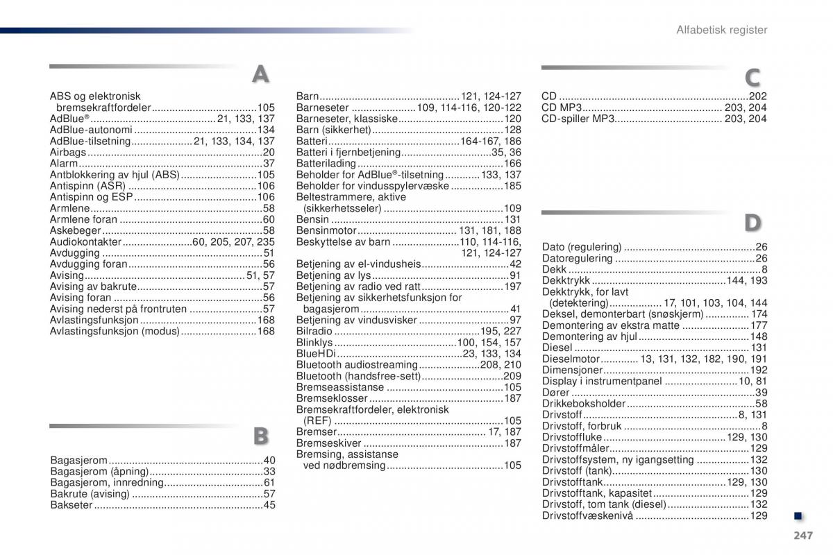 Peugeot 301 bruksanvisningen / page 249