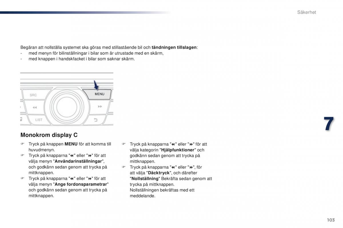 Peugeot 301 instruktionsbok / page 105