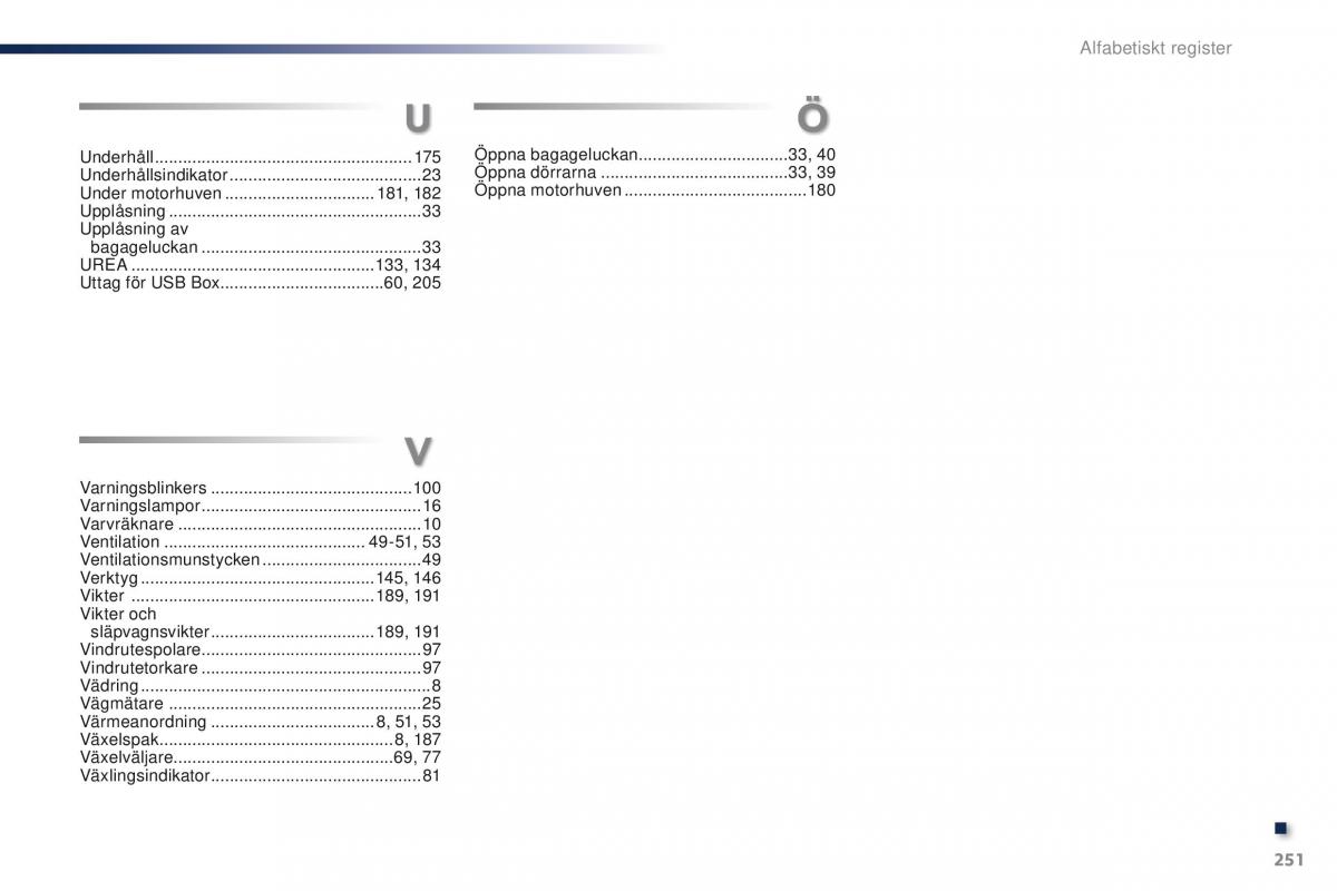 Peugeot 301 instruktionsbok / page 253