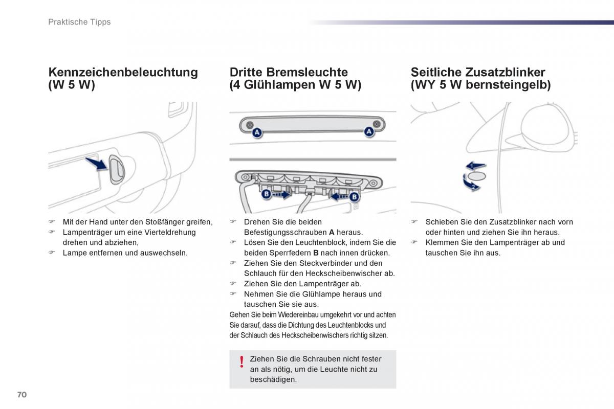 Peugeot 107 Handbuch / page 72