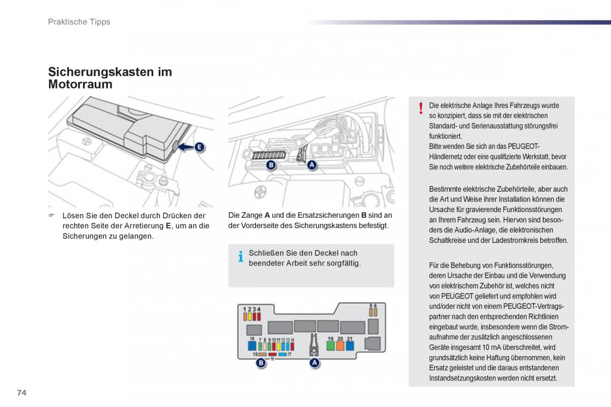 Peugeot 107 Handbuch / page 76