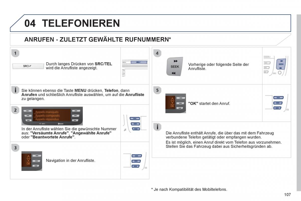 Peugeot 107 Handbuch / page 109