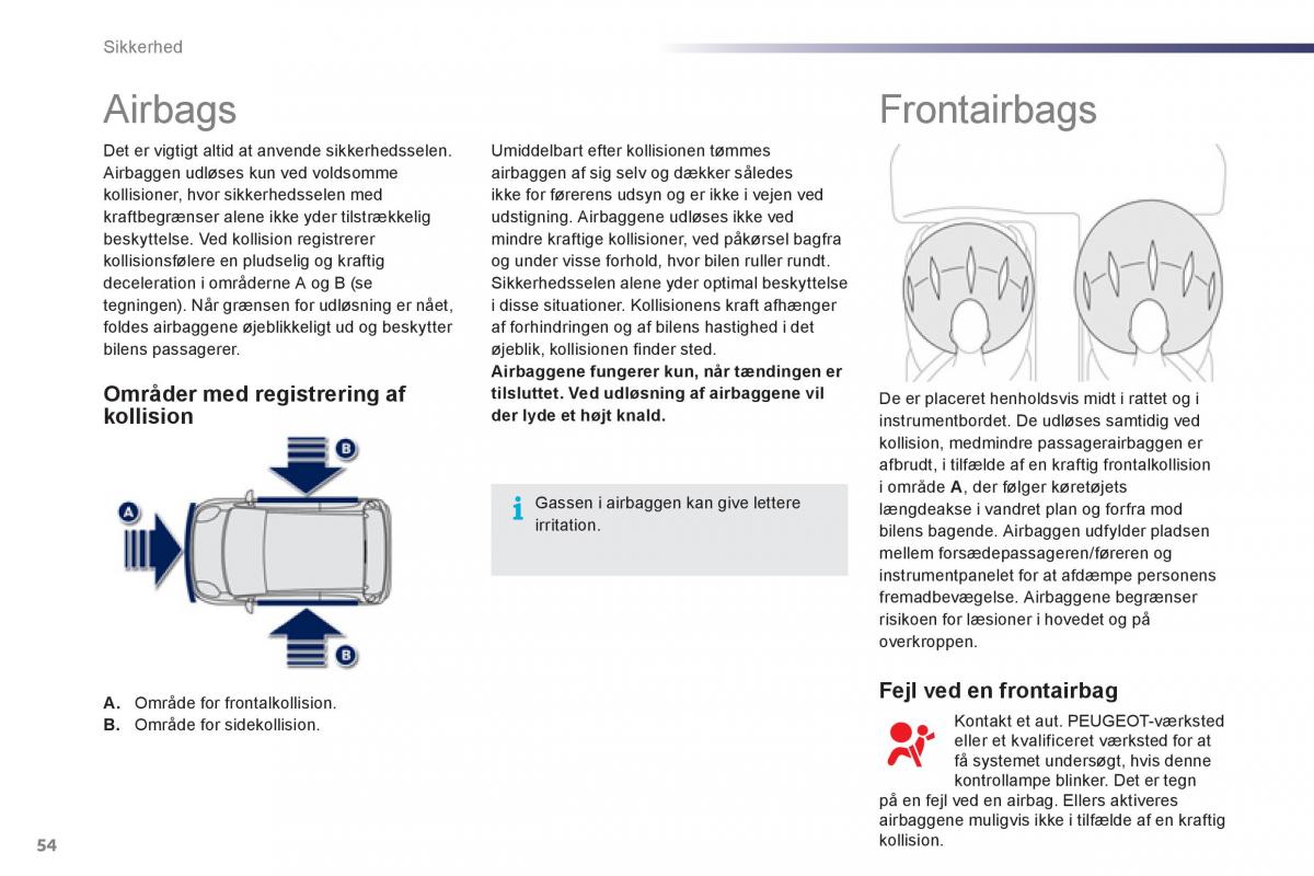 Peugeot 107 Bilens instruktionsbog / page 56