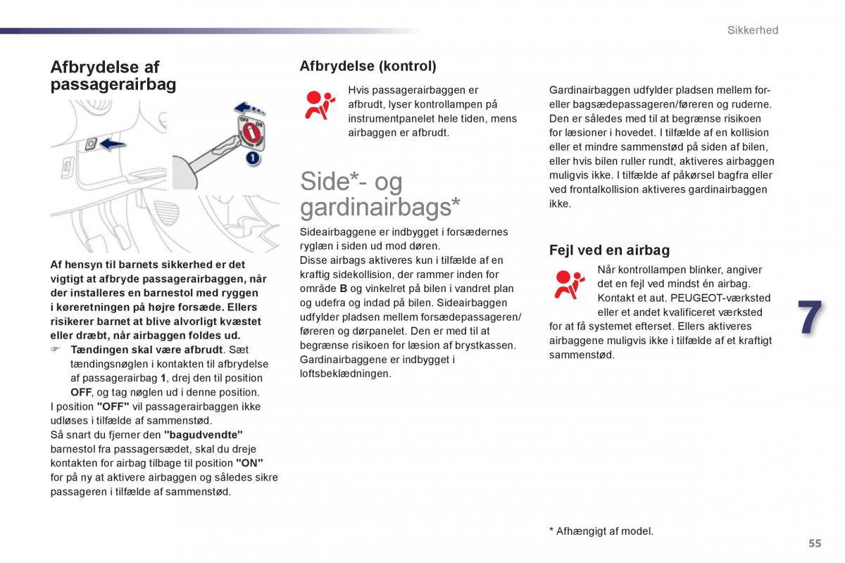 Peugeot 107 Bilens instruktionsbog / page 57