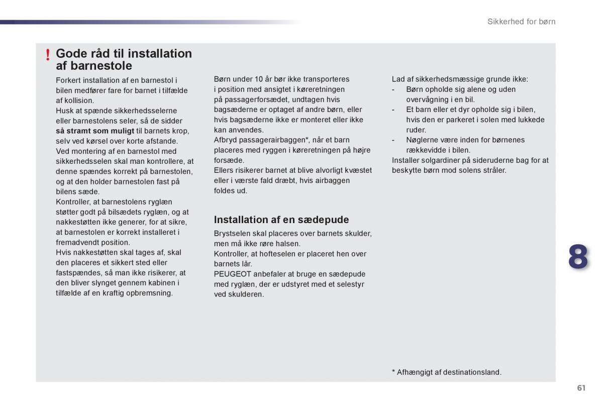 Peugeot 107 Bilens instruktionsbog / page 63