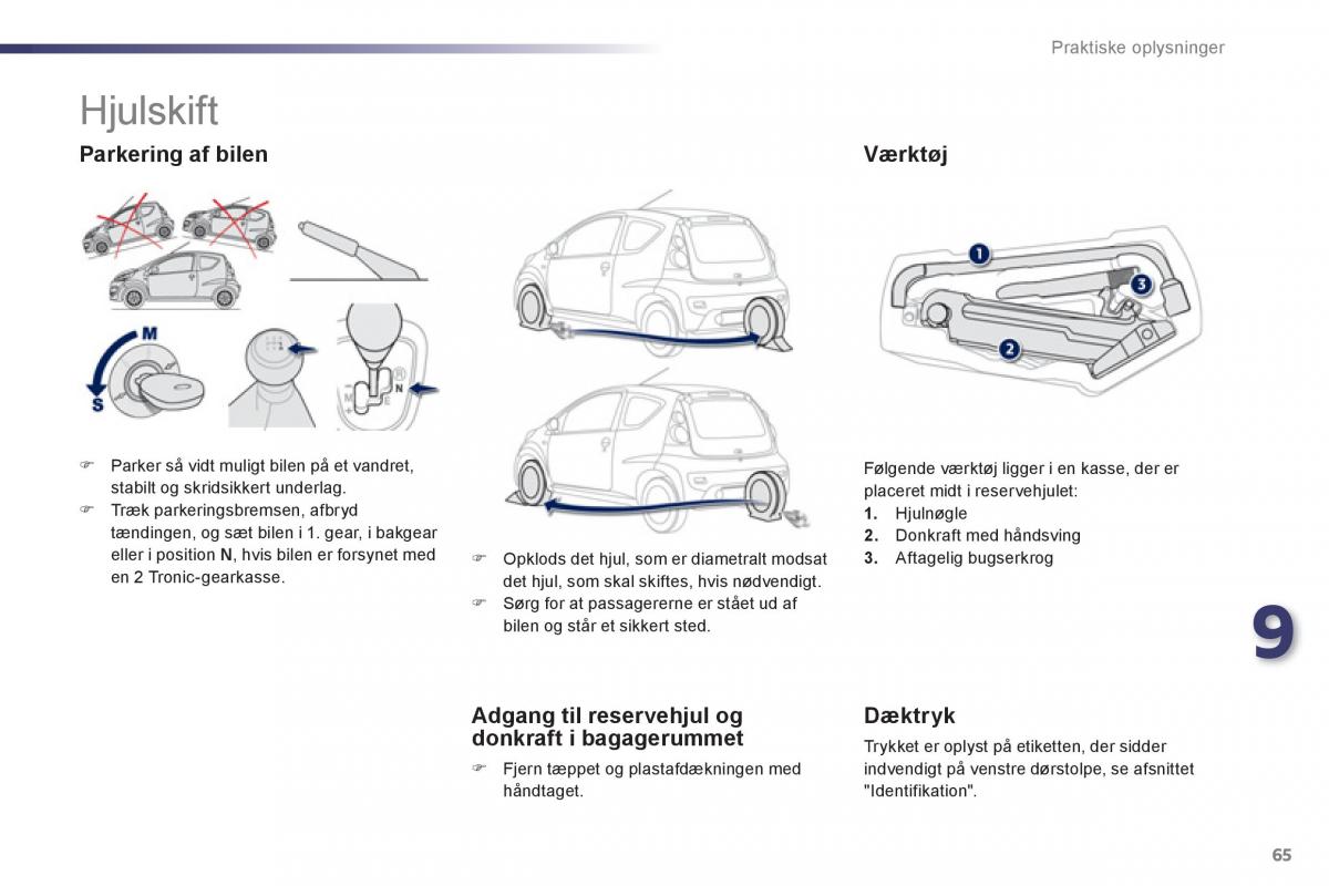 Peugeot 107 Bilens instruktionsbog / page 67