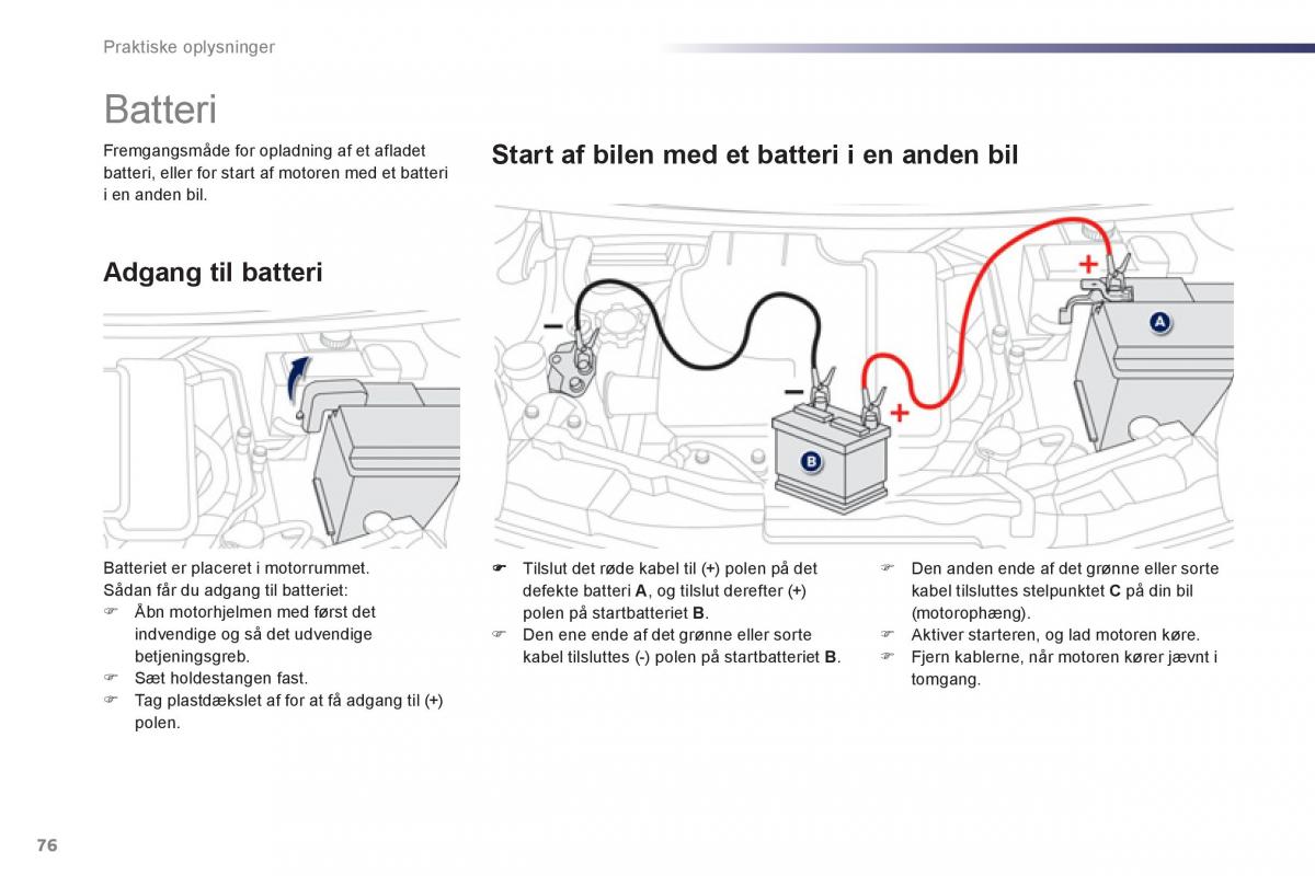 Peugeot 107 Bilens instruktionsbog / page 78