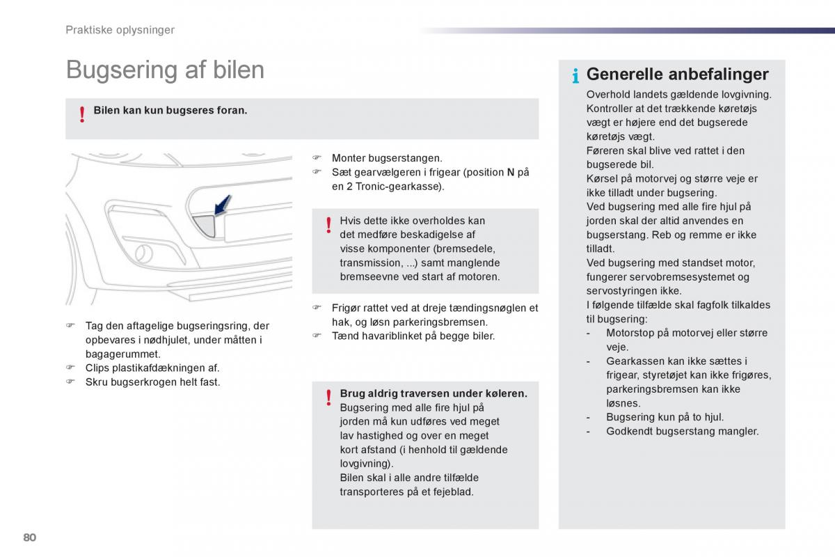 Peugeot 107 Bilens instruktionsbog / page 82