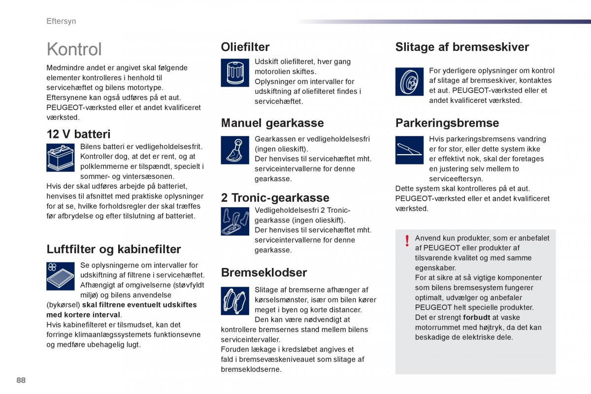 Peugeot 107 Bilens instruktionsbog / page 90