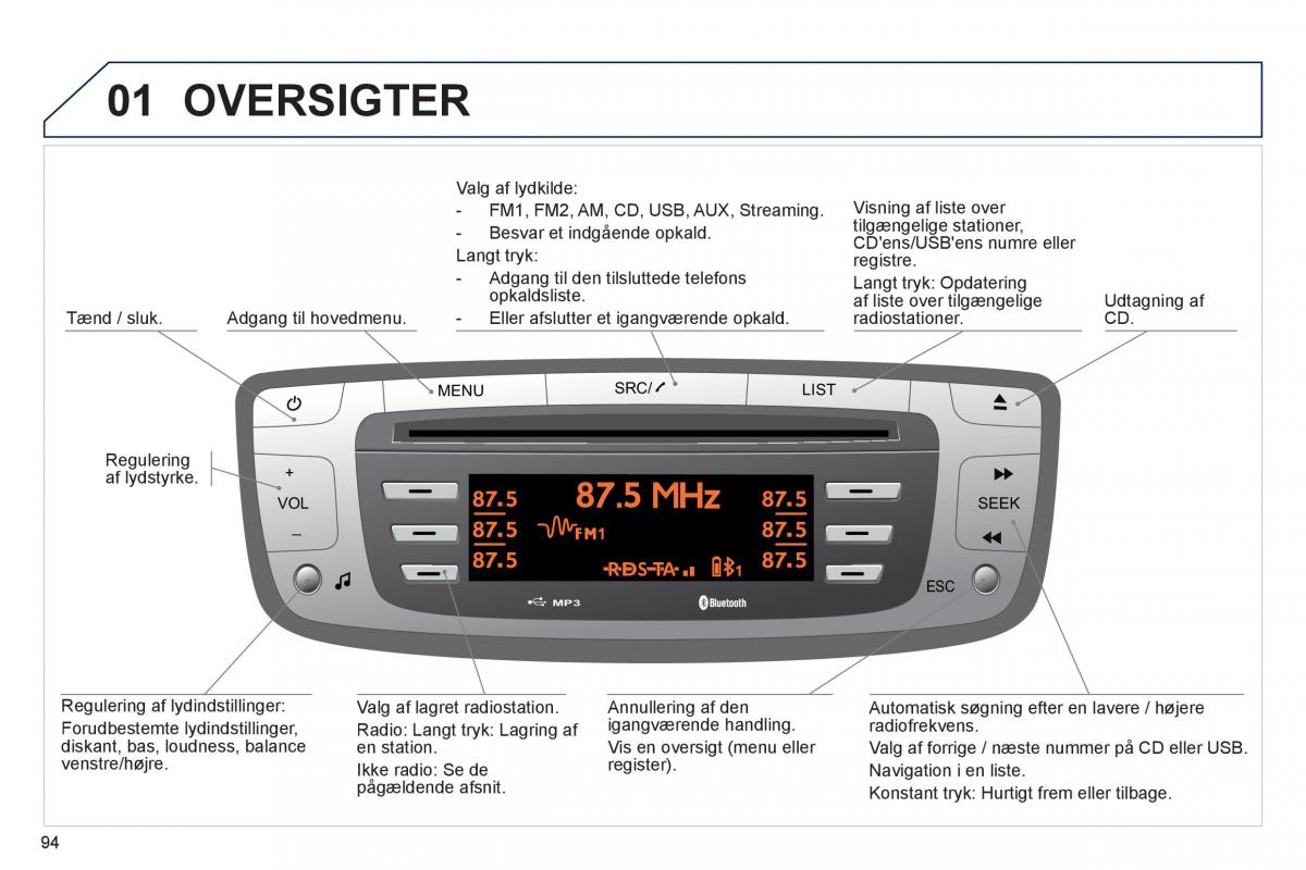 Peugeot 107 Bilens instruktionsbog / page 96