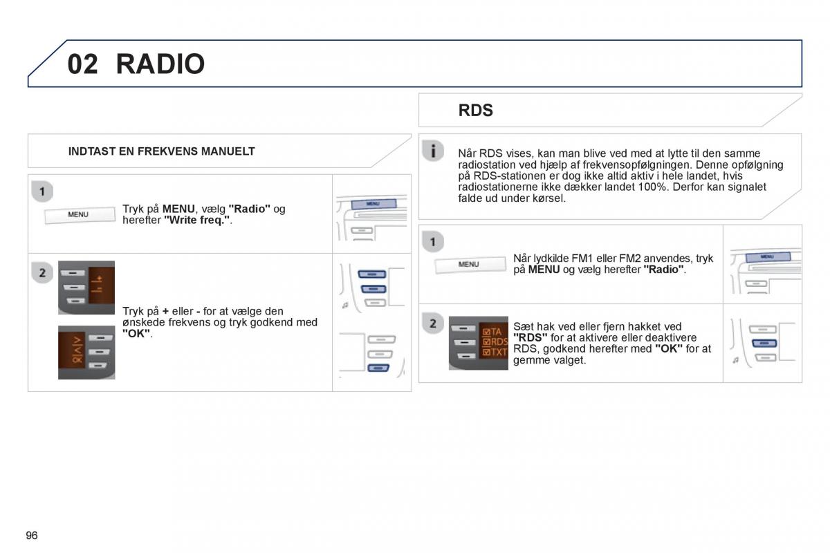 Peugeot 107 Bilens instruktionsbog / page 98