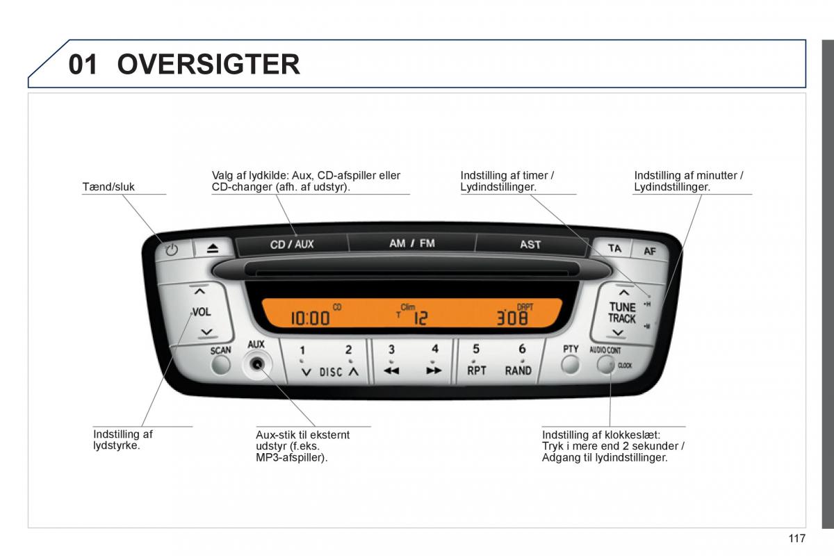 Peugeot 107 Bilens instruktionsbog / page 119