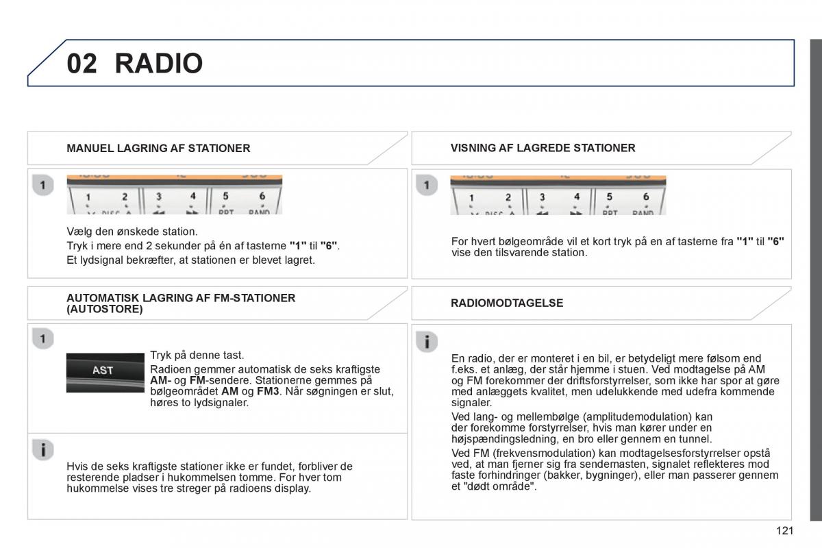 Peugeot 107 Bilens instruktionsbog / page 123