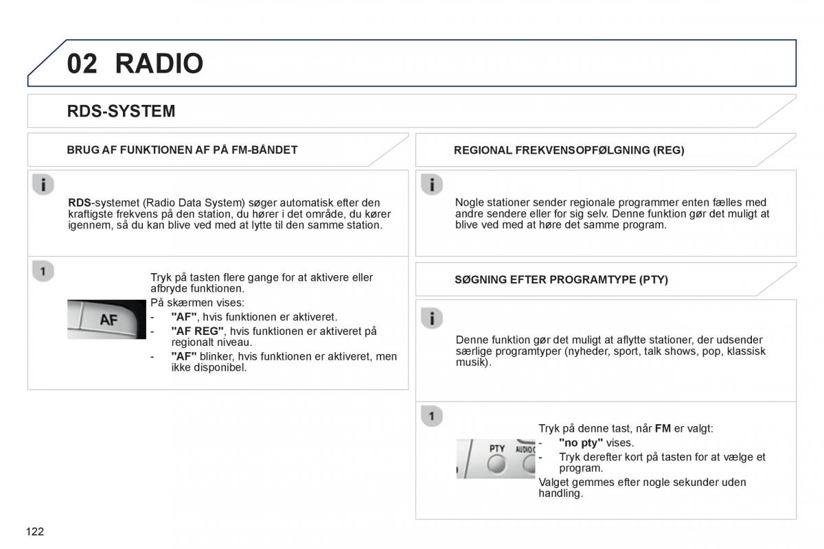 Peugeot 107 Bilens instruktionsbog / page 124