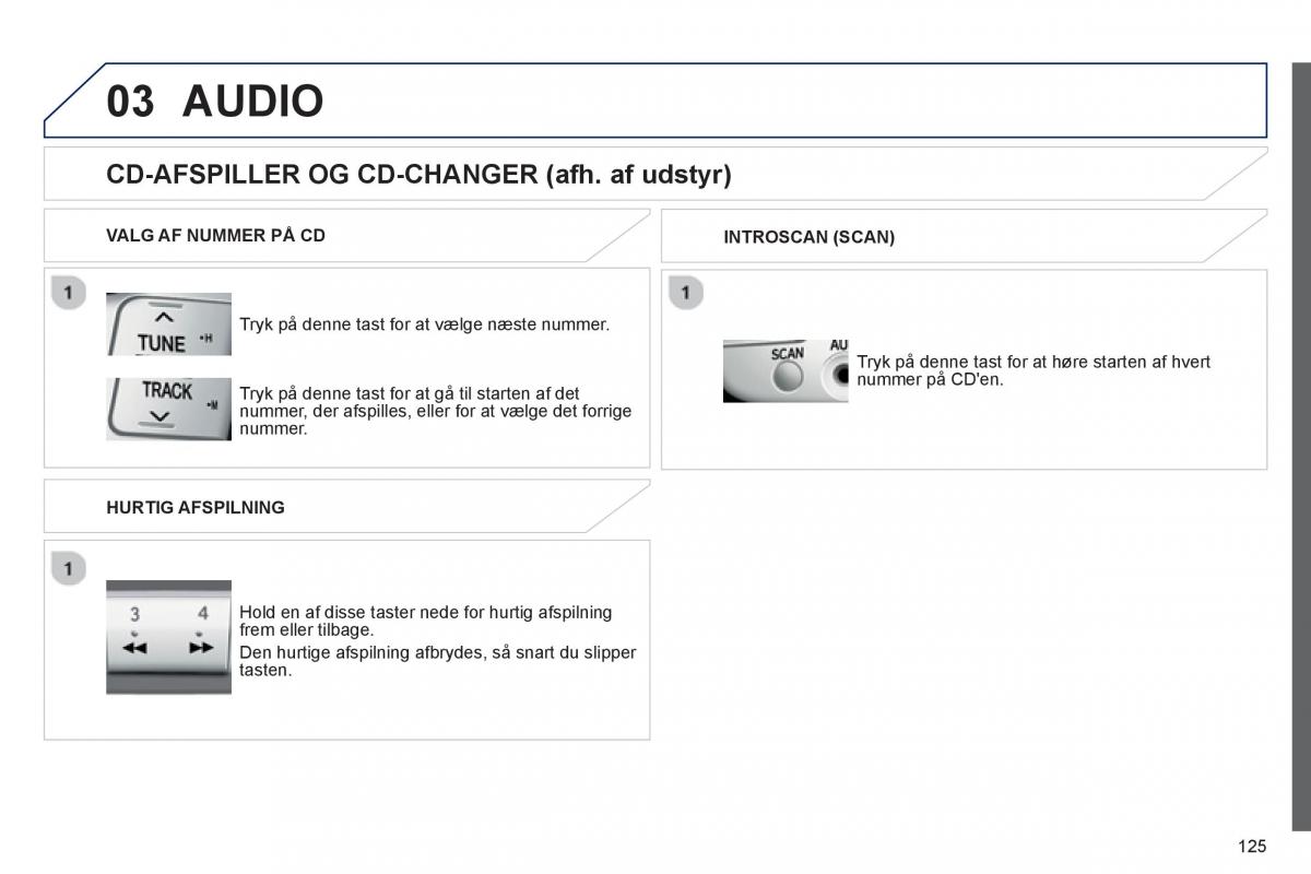 Peugeot 107 Bilens instruktionsbog / page 127