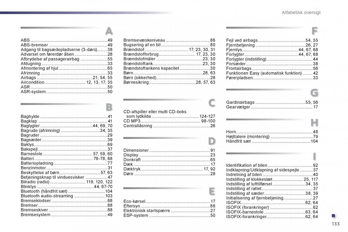 Peugeot 107 Bilens instruktionsbog / page 135