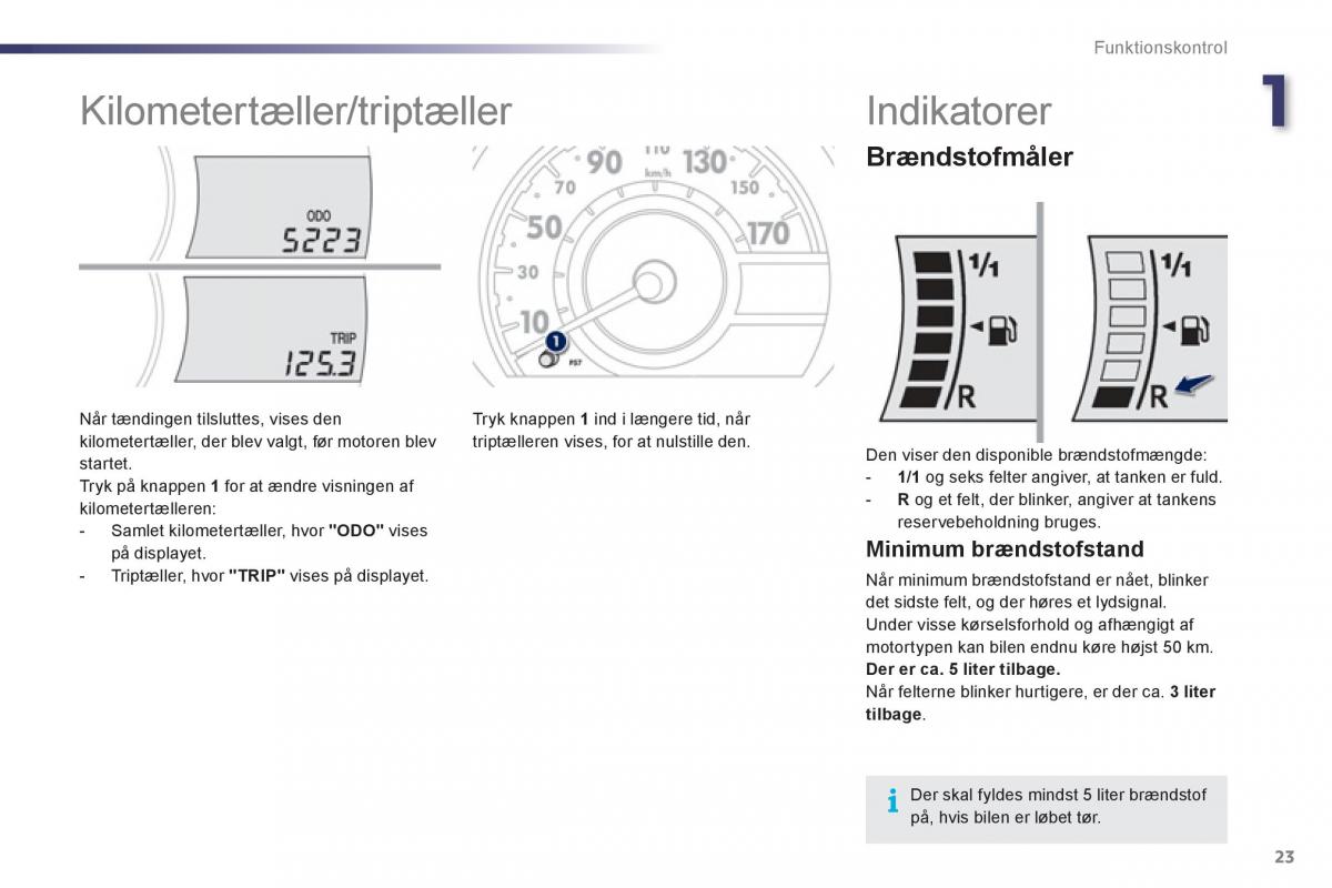 Peugeot 107 Bilens instruktionsbog / page 25