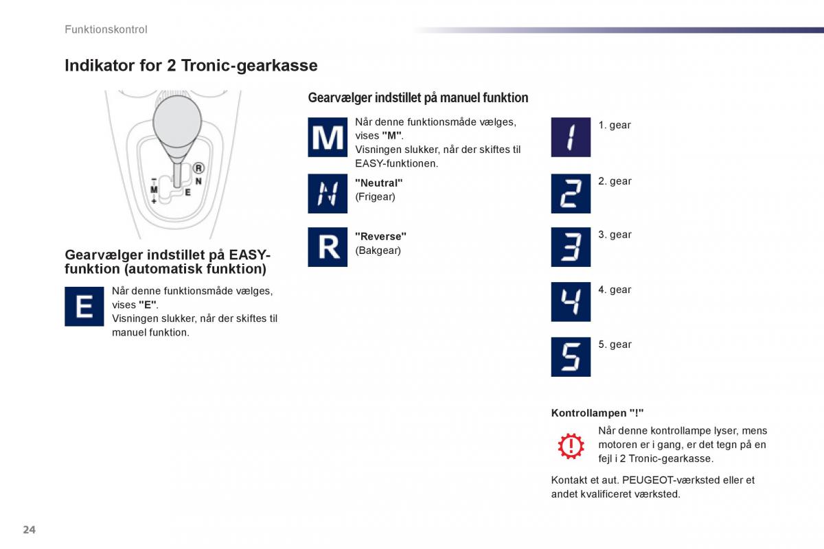 Peugeot 107 Bilens instruktionsbog / page 26