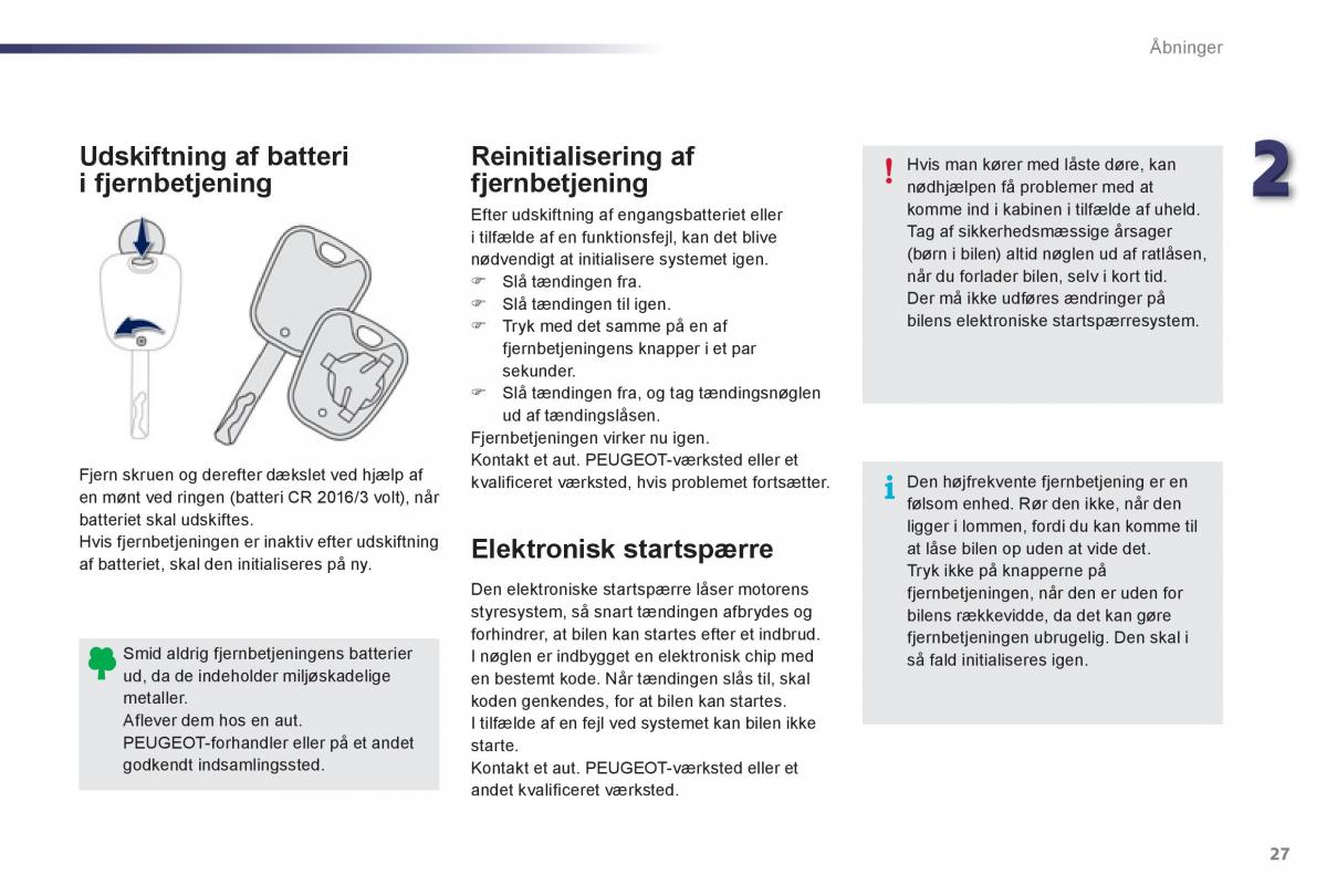 Peugeot 107 Bilens instruktionsbog / page 29