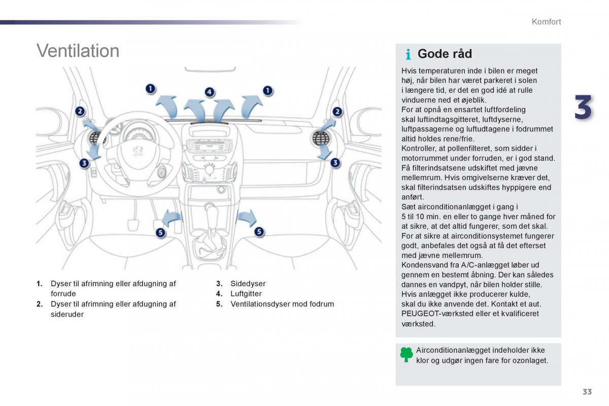 Peugeot 107 Bilens instruktionsbog / page 35