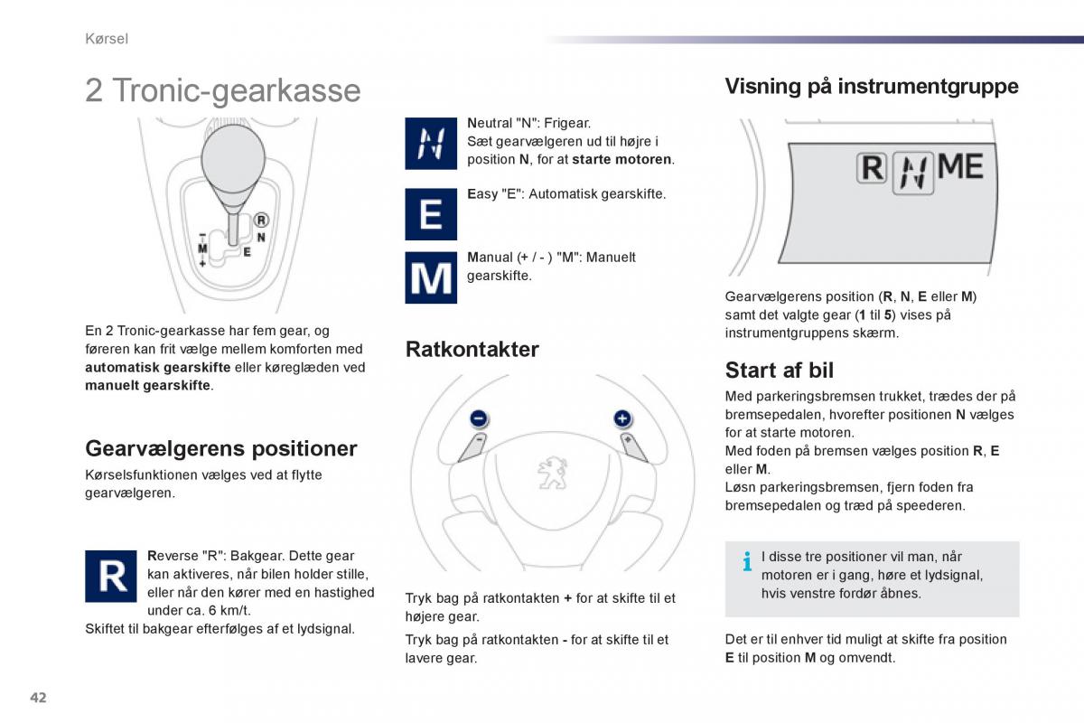 Peugeot 107 Bilens instruktionsbog / page 44