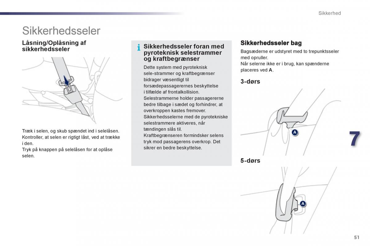 Peugeot 107 Bilens instruktionsbog / page 53