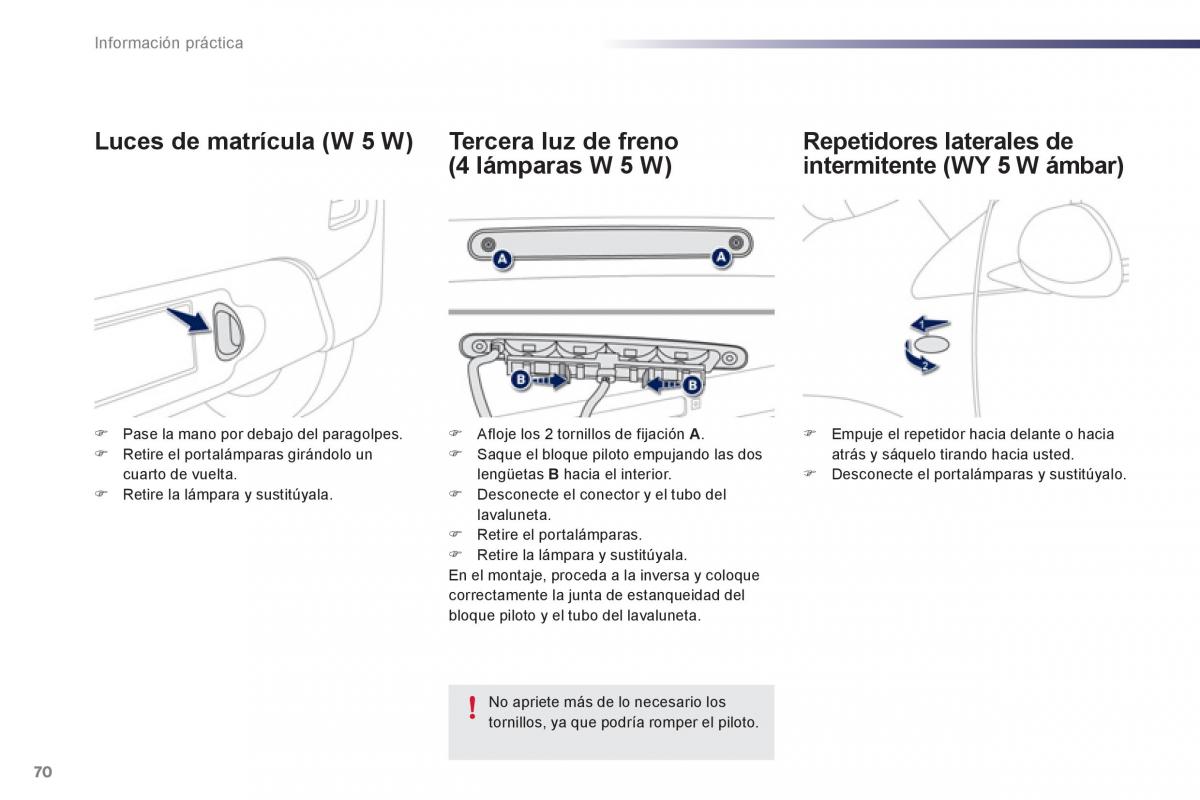 Peugeot 107 manual del propietario / page 72