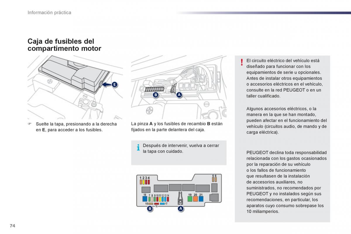 Peugeot 107 manual del propietario / page 76