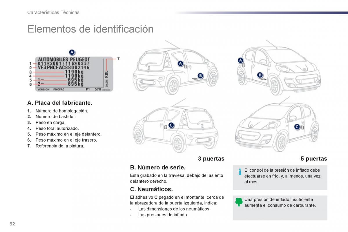 Peugeot 107 manual del propietario / page 94