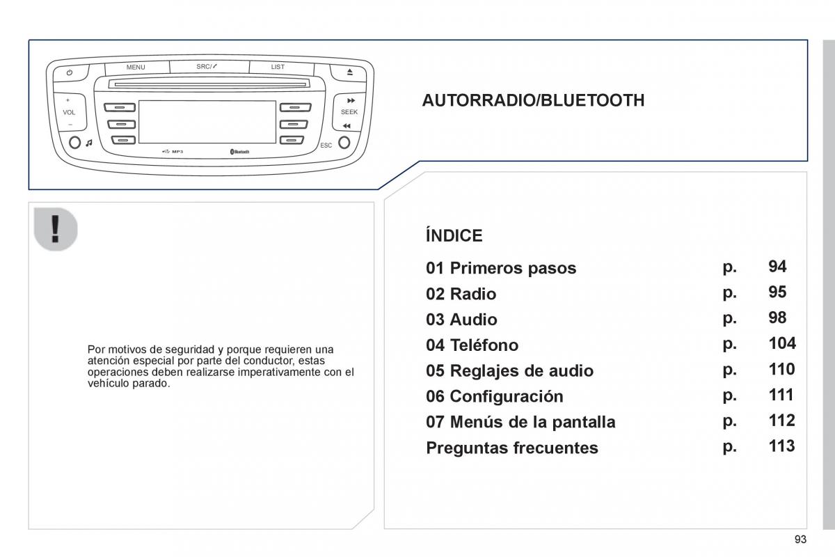 Peugeot 107 manual del propietario / page 95