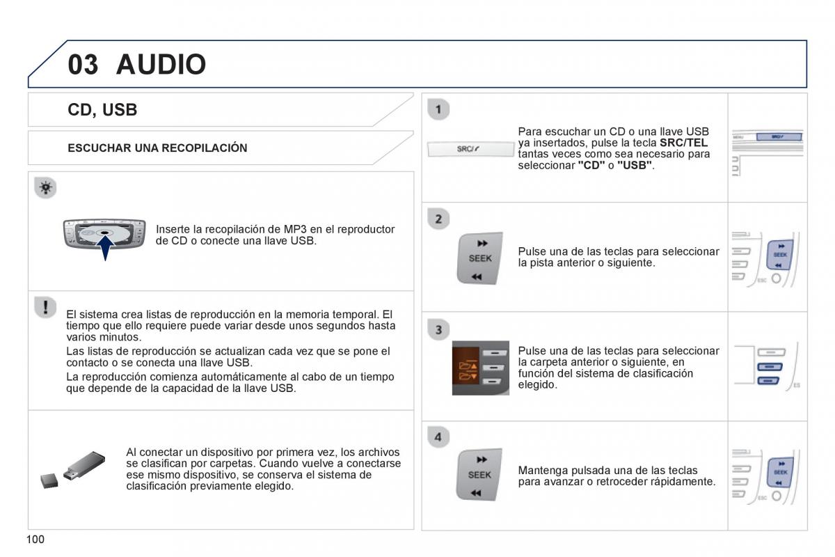 Peugeot 107 manual del propietario / page 102